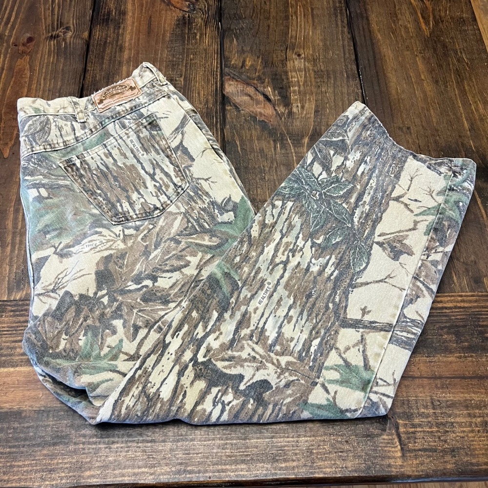 Cabelas Mens Camo Cargo Pants Real Tree Outdoor Hunting Fishing Size‎ 36x32